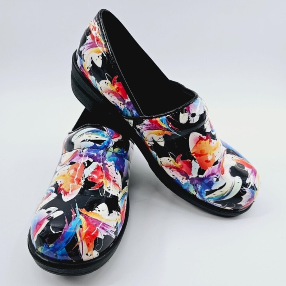 Savvy Brandy Woman's 11M Multi Color Splash Slip Resistant Slip-on Clog/Shoes